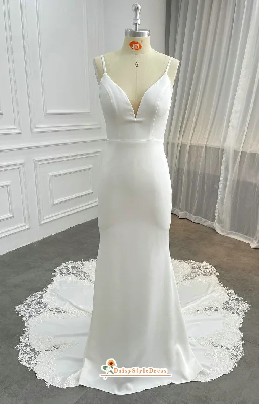 Fit and Flare Spaghetti Straps Summer Wedding Dress