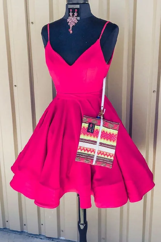 Knee Length Hot Pink Homecoming Dress