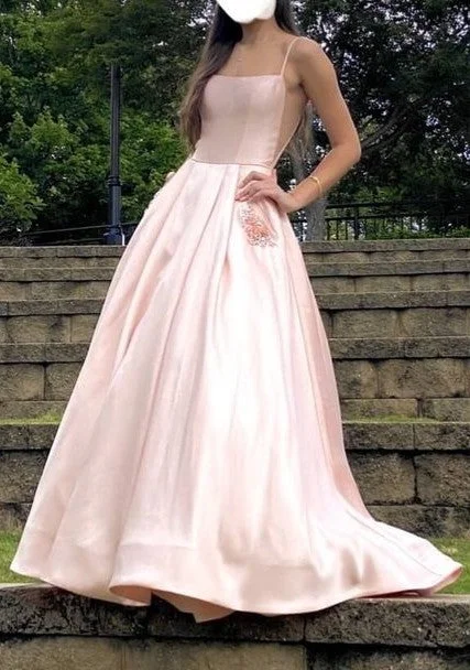 Square Neckline Blush Pink Prom Dress