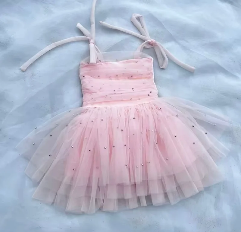 Kids little girls Ballerina Pearl Dress - Pink  (limited edition)