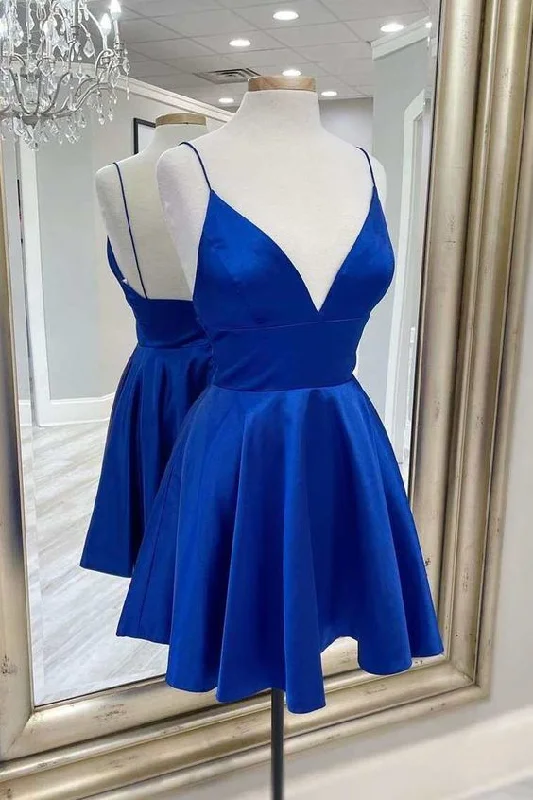 Simple Short Royal Blue Homecoming Dress