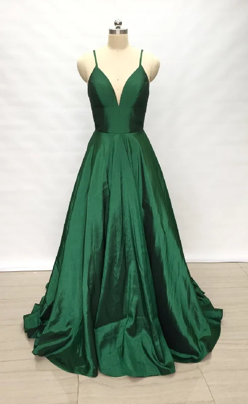 Simple Long Green Prom Dress