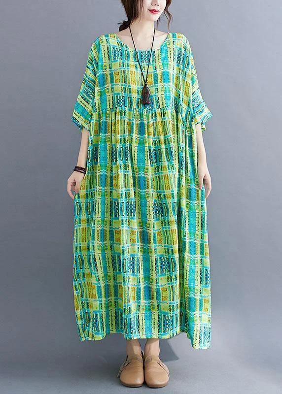 Beautiful Green O-Neck Half Sleeve Summer Holiday Dress