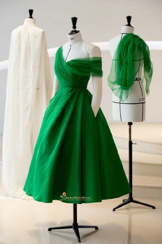 Off The Shoulder Short Green Party Dress